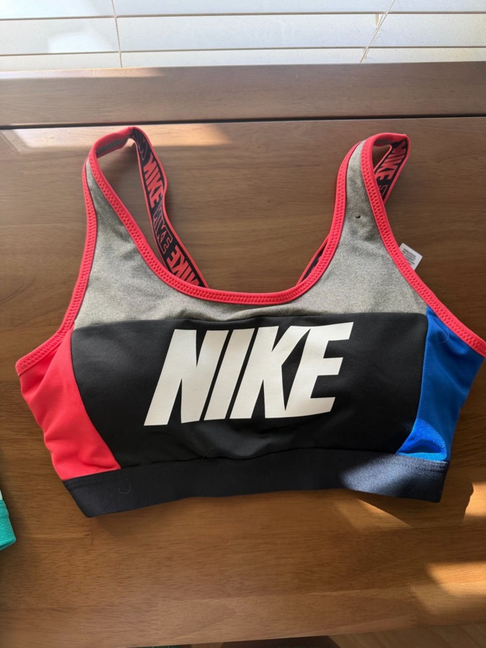 Nike Black, Red & Blue Colorblock Sports Bra